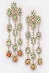 Bijoux By Priya Chandna_Green Crystal Damaskia Multi Tiered Danglers _Online_at_Aza_Fashions