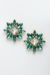 Bijoux By Priya Chandna_Green Crystal Starburst Studs _Online_at_Aza_Fashions