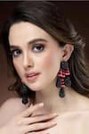 Buy_Bijoux By Priya Chandna_Pink Resin Beads And Crystal Embellished Danglers _at_Aza_Fashions