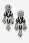 Bijoux By Priya Chandna_Black Resin Beads And Crystal Embellished Chandelier Danglers _Online_at_Aza_Fashions