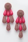 Bijoux By Priya Chandna_Pink Resin Beads And Crystal Embellished Boho Danglers _Online_at_Aza_Fashions