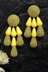 Shop_Bijoux By Priya Chandna_White Resin Beads And Crystal Drop Embellished Danglers _at_Aza_Fashions