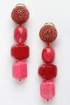 Bijoux By Priya Chandna_Red Resin Beads Sahara Quad Drop Embellished Danglers _Online_at_Aza_Fashions