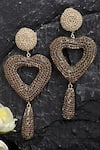 Shop_Bijoux By Priya Chandna_Gold Plated Crystal Heart Danglers _at_Aza_Fashions