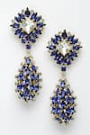 Bijoux By Priya Chandna_Blue Crystal Glinting Bloom Danglers _Online_at_Aza_Fashions