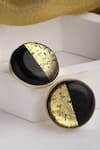 Shop_Bijoux By Priya Chandna_Black Foil Half Moon Work Resin Studs _at_Aza_Fashions