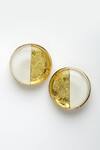 Bijoux By Priya Chandna_White Foil Half Lunar Work Resin Studs _Online_at_Aza_Fashions