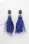 Bijoux By Priya Chandna_Blue Feather Celtic Dome Shaped Danglers _at_Aza_Fashions