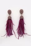 Buy_Bijoux By Priya Chandna_Purple Feather Ferna Dome Shaped Danglers 