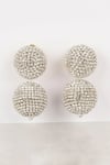 Shop_Bijoux By Priya Chandna_Silver Plated Crystal Embellished Round Studs _at_Aza_Fashions