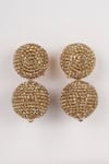 Shop_Bijoux By Priya Chandna_Gold Plated Crystal Embellished Round Studs _at_Aza_Fashions