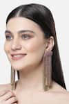 Buy_Bijoux By Priya Chandna_Pink Crystal Embellished Waterfall Earrings _at_Aza_Fashions