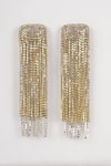 Shop_Bijoux By Priya Chandna_Multi Color Crystal Hanging Tassels Cascading Earrings _at_Aza_Fashions