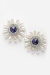 Bijoux By Priya Chandna_Purple Crystal Sunshine Amethyst Pearl Stud Earrings _Online_at_Aza_Fashions