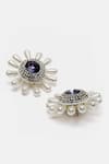 Buy_Bijoux By Priya Chandna_Purple Crystal Sunshine Amethyst Pearl Stud Earrings _Online_at_Aza_Fashions