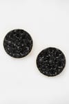 Bijoux By Priya Chandna_Black Crystal Embellished Round Studs _Online_at_Aza_Fashions