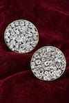 Shop_Bijoux By Priya Chandna_Silver Plated Crystal Embellished Button Studs _at_Aza_Fashions