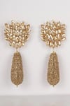 Shop_Bijoux By Priya Chandna_Gold Plated Crystal Blossom Embellished Danglers _at_Aza_Fashions