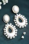 Shop_Bijoux By Priya Chandna_White Pearl Round Top Embellished Dangler Earrings _at_Aza_Fashions