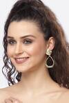 Buy_Bijoux By Priya Chandna_Gold Plated Crystal Embellished Hammered Danglers _at_Aza_Fashions