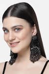 Buy_Bijoux By Priya Chandna_Black Crystal Glass Bead Tasseled Earrings _at_Aza_Fashions