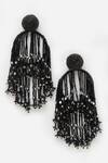 Bijoux By Priya Chandna_Black Crystal Glass Bead Tasseled Earrings _Online_at_Aza_Fashions