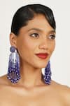 Buy_Bijoux By Priya Chandna_Blue Pearls Bead Crystal Studded Tassel Earrings _Online_at_Aza_Fashions