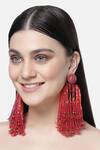 Buy_Bijoux By Priya Chandna_Red Pearls Crystal Studded Tassel Earrings _at_Aza_Fashions