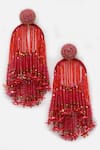 Bijoux By Priya Chandna_Red Pearls Crystal Studded Tassel Earrings _Online_at_Aza_Fashions