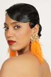 Buy_Bijoux By Priya Chandna_Orange Crystal Studded Feather Earrings _at_Aza_Fashions