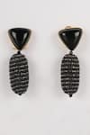 Shop_Bijoux By Priya Chandna_Black Bead Stone Crystal Embellished Earrings _at_Aza_Fashions