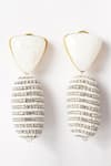 Shop_Bijoux By Priya Chandna_White Bead Stone Embellished Cylindrical Earrings _at_Aza_Fashions