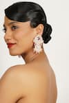 Bijoux By Priya Chandna_Pink Pearl Crystal Embellished Tassel Chandelier Earrings _Online_at_Aza_Fashions