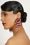 Buy_Bijoux By Priya Chandna_Red Pearl Crystal Embellished Cascade Chandelier Earrings _at_Aza_Fashions