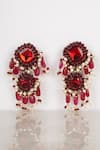 Shop_Bijoux By Priya Chandna_Red Pearl Crystal Embellished Cascade Chandelier Earrings _at_Aza_Fashions