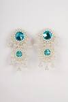 Shop_Bijoux By Priya Chandna_Blue Pearl Embellished Cascade Chandelier Earrings _at_Aza_Fashions