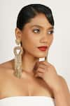 Bijoux By Priya Chandna_Gold Plated Stone Heart Crystal Embellished Tassel Earrings _Online_at_Aza_Fashions