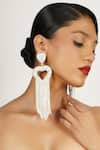 Bijoux By Priya Chandna_White Stone Heart Tassel Crystal Embellished Earrings _Online_at_Aza_Fashions