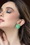 Buy_Bijoux By Priya Chandna_Green Enamel Heart Stud Earrings _at_Aza_Fashions