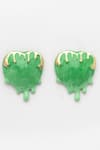 Buy_Bijoux By Priya Chandna_Green Enamel Heart Stud Earrings _Online_at_Aza_Fashions