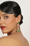 Bijoux By Priya Chandna_Green Enamel Heart Drop Earrings _Online_at_Aza_Fashions