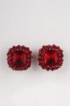 Shop_Bijoux By Priya Chandna_Red Crystal Bead Embellished Stud Earrings _at_Aza_Fashions