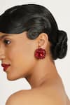 Bijoux By Priya Chandna_Red Crystal Bead Embellished Stud Earrings _at_Aza_Fashions