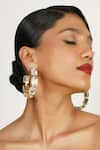 Bijoux By Priya Chandna_White Crystal Embellished Hoops _Online_at_Aza_Fashions