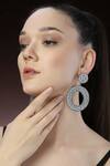 Buy_Bijoux By Priya Chandna_Silver Plated Crystal Studded Hoop Dangler Earrings _at_Aza_Fashions