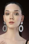 Bijoux By Priya Chandna_Silver Plated Crystal Studded Hoop Dangler Earrings _Online_at_Aza_Fashions