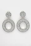 Bijoux By Priya Chandna_Silver Plated Crystal Studded Hoop Dangler Earrings _at_Aza_Fashions