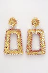 Shop_Bijoux By Priya Chandna_Gold Plated Sequin Embellished Dangler Earrings _Online_at_Aza_Fashions