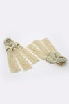 Bijoux By Priya Chandna_White Bead Floral Tassel Earrings _Online_at_Aza_Fashions