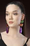 Buy_Bijoux By Priya Chandna_Purple Resin Metallic Drop Earrings _Online_at_Aza_Fashions